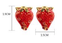 1 Pair Casual Cute Strawberry Enamel Plating Brass Zircon Ear Studs main image 2