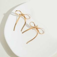1 Pair Vintage Style Simple Style Commute Bow Knot Copper 14K Gold Plated Drop Earrings sku image 4