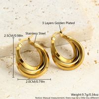 1 Pair Vacation Simple Style Geometric Plating 304 Stainless Steel 18K Gold Plated Earrings main image 3