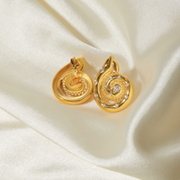 1 Pair IG Style Simple Style Spiral Inlay 316 Stainless Steel  Rhinestones 18K Gold Plated Ear Studs main image 3