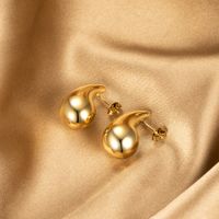1 Pair Simple Style Water Droplets Spray Paint 304 Stainless Steel 18K Gold Plated Ear Studs main image 4