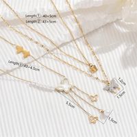 Stainless Steel Imitation Pearl Shell 14K Gold Plated IG Style Shiny Beaded Inlay Butterfly Shell Zircon Double Layer Necklaces Pendant Necklace main image 2