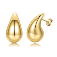 1 Pair Simple Style Water Droplets Spray Paint 304 Stainless Steel 18K Gold Plated Ear Studs sku image 2