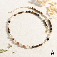 Stein Kupfer 18 Karat Vergoldet IG-Stil MAMA Einfacher Stil Buchstabe Perlen Halskette sku image 1