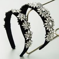 Women's Elegant Luxurious Flower Cloth Inlay Rhinestones Glass Drill Hair Band main image 8