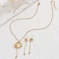 304 Stainless Steel 14K Gold Plated Classic Style Polishing Round Butterfly Jewelry Set main image 1