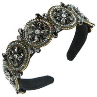 Women's Elegant Luxurious Flower Cloth Inlay Artificial Crystal Rhinestones Glass Drill Hair Band sku image 1