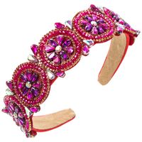 Women's Elegant Luxurious Flower Cloth Inlay Artificial Crystal Rhinestones Glass Drill Hair Band sku image 2