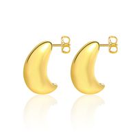 1 Pair Simple Style Moon 304 Stainless Steel 18K Gold Plated Ear Studs main image 4