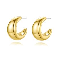 1 Pair Simple Style Moon 304 Stainless Steel 18K Gold Plated Ear Studs main image 3