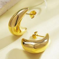 1 Pair Simple Style Moon 304 Stainless Steel 18K Gold Plated Ear Studs main image 1