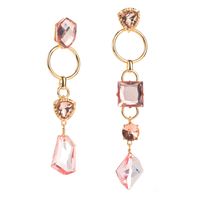 1 Pair Elegant Luxurious Geometric Hollow Out Inlay Alloy Glass Drill Gold Plated Drop Earrings main image 5