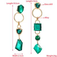 1 Pair Elegant Luxurious Geometric Hollow Out Inlay Alloy Glass Drill Gold Plated Drop Earrings main image 2