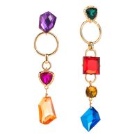 1 Pair Elegant Luxurious Geometric Hollow Out Inlay Alloy Glass Drill Gold Plated Drop Earrings sku image 1