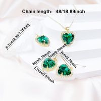 Copper Alloy Gold Plated Simple Style Classic Style Heart Shape Rectangle Plating Inlay Artificial Crystal Jewelry Set sku image 2