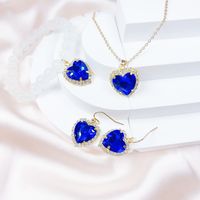 Copper Alloy Gold Plated Simple Style Classic Style Heart Shape Rectangle Plating Inlay Artificial Crystal Jewelry Set sku image 7