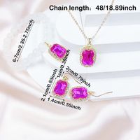 Copper Alloy Gold Plated Simple Style Classic Style Heart Shape Rectangle Plating Inlay Artificial Crystal Jewelry Set sku image 8