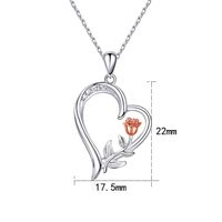 Sterling Silver Elegant Simple Style Heart Shape Rose Plating Pendant Necklace main image 2