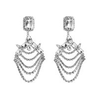 1 Pair Elegant Luxurious Geometric Chain Inlay Alloy Rhinestones Glass Drill Gold Plated Drop Earrings main image 5