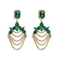 1 Pair Elegant Luxurious Geometric Chain Inlay Alloy Rhinestones Glass Drill Gold Plated Drop Earrings sku image 1