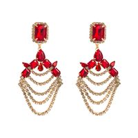 1 Pair Elegant Luxurious Geometric Chain Inlay Alloy Rhinestones Glass Drill Gold Plated Drop Earrings sku image 2