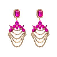 1 Pair Elegant Luxurious Geometric Chain Inlay Alloy Rhinestones Glass Drill Gold Plated Drop Earrings sku image 3