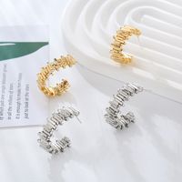 1 Pair Elegant Luxurious Simple Style C Shape U Shape Solid Color Alloy Gold Plated Silver Plated Earrings main image 4