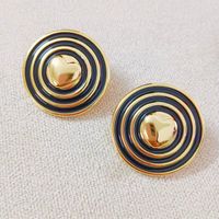 1 Pair Simple Style Circle Heart Shape Enamel Stainless Steel 18K Gold Plated Ear Studs main image 5