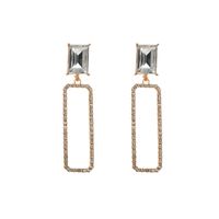 1 Pair Elegant Luxurious Flower Rectangle Hollow Out Inlay Alloy Glass Drill Pearl Gold Plated Silver Plated Drop Earrings sku image 1