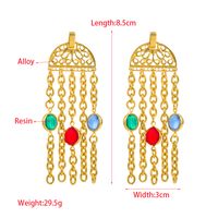 1 Pair Retro Exaggerated Irregular Rose Tassel Inlay Alloy Resin Glass Drill Pearl Gold Plated Drop Earrings main image 3