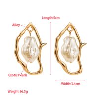 1 Pair Exaggerated Irregular Hollow Out Imitation Pearl Alloy Baroque Pearls Gold Plated Silver Plated Ear Studs main image 2
