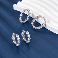 1 Paar Luxuriös Glänzend Geometrisch Inlay Sterling Silber Künstlicher Diamant Weißgold Plattiert Ohrringe main image 3