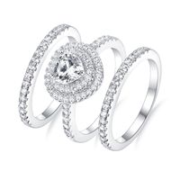 Wholesale Jewelry Wedding Streetwear Round Heart Shape Copper Zircon Inlay Rings sku image 1