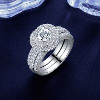 Wholesale Jewelry Wedding Streetwear Round Heart Shape Copper Zircon Inlay Rings main image 2