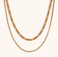 Titan Stahl 18 Karat Vergoldet Elegant Einfacher Stil Einfarbig Doppellagige Halsketten sku image 1