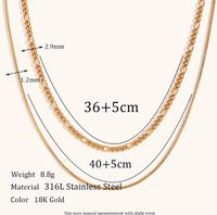 Titan Stahl 18 Karat Vergoldet Elegant Einfacher Stil Einfarbig Doppellagige Halsketten main image 2