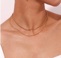 Titan Stahl 18 Karat Vergoldet Elegant Einfacher Stil Einfarbig Doppellagige Halsketten main image 5