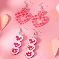 1 Pair Cute Romantic Heart Shape Hollow Out Arylic Silver Plated Drop Earrings main image 1
