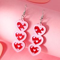 1 Pair Cute Romantic Heart Shape Hollow Out Arylic Silver Plated Drop Earrings main image 6