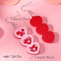1 Pair Cute Romantic Heart Shape Hollow Out Arylic Silver Plated Drop Earrings main image 2