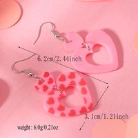 1 Pair Cute Romantic Heart Shape Hollow Out Arylic Silver Plated Drop Earrings main image 3