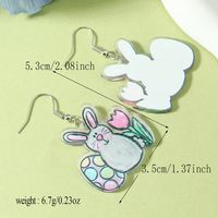 1 Pair Cute Rabbit Cartoon Egg Hollow Out Arylic Silver Plated Drop Earrings sku image 1