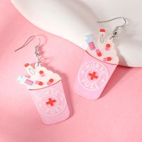 1 Pair Cartoon Style Cute Letter Cup Arylic Silver Plated Earrings main image 3