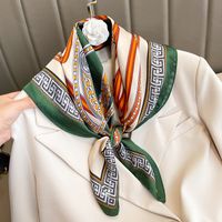 Bufandas De Seda Estampadas Con Bloques De Color Estilo Étnico Para Mujer sku image 7