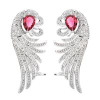 1 Pair Glam Luxurious Wings Plating Inlay Copper Zircon 18K Gold Plated Ear Studs main image 4