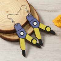 1 Pair Casual Cute Pastoral Book Scissors Pencil Wood Silver Plated Drop Earrings main image 5