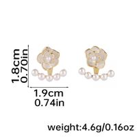 1 Pair Elegant Romantic Flower Inlay Copper Artificial Pearls 18K Gold Plated Drop Earrings Ear Studs sku image 2