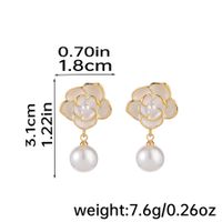 1 Pair Elegant Romantic Flower Inlay Copper Artificial Pearls 18K Gold Plated Drop Earrings Ear Studs sku image 1