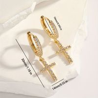 1 Pair Elegant Glam Cross Round Star Handmade Inlay Copper Zircon K Gold Plated White Gold Plated Drop Earrings sku image 2