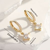 1 Pair Elegant Glam Cross Round Star Handmade Inlay Copper Zircon K Gold Plated White Gold Plated Drop Earrings sku image 4